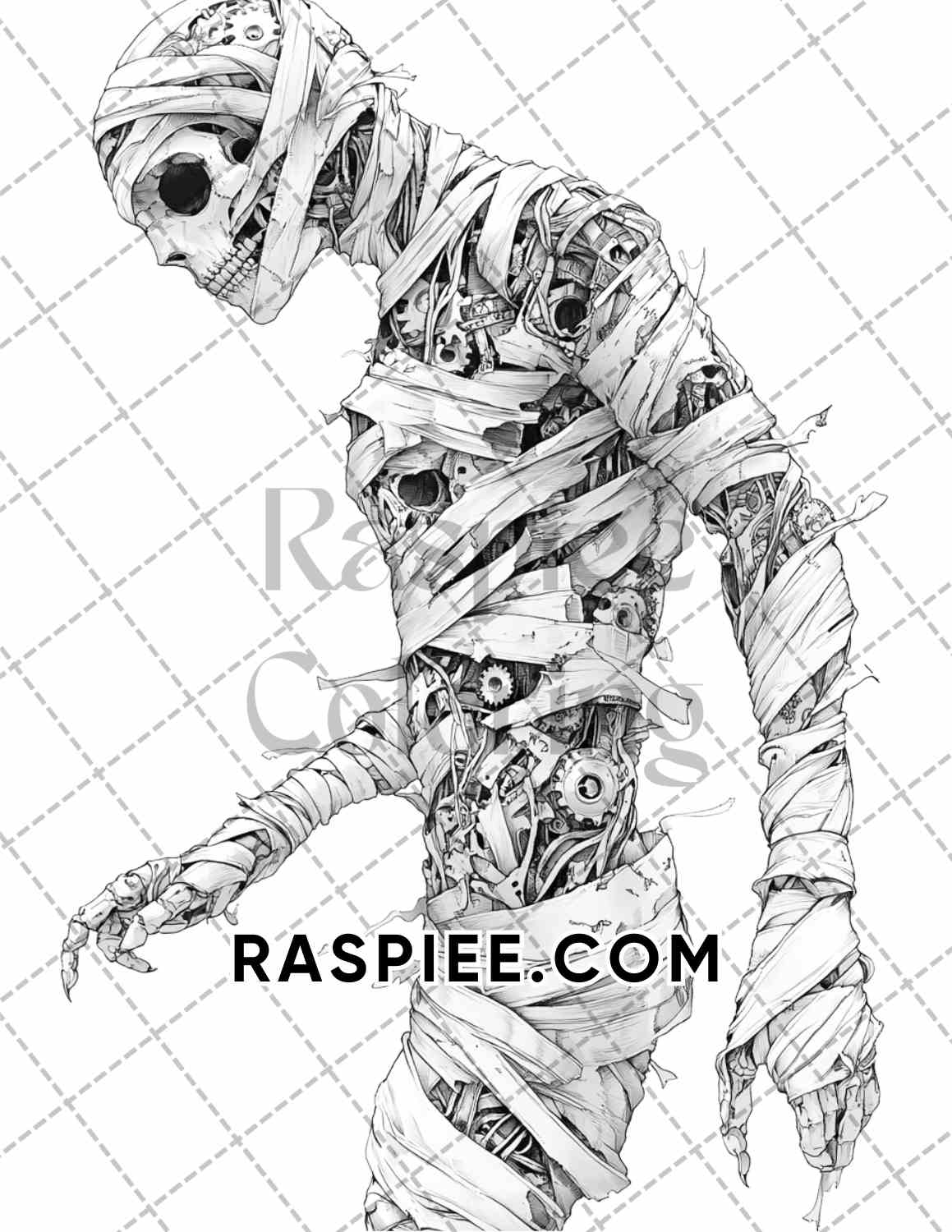 Steampunk Halloween Adult Coloring Pages Printable PDF Instant Download