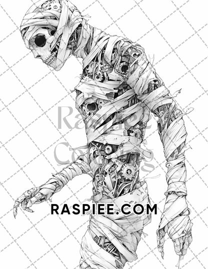 Steampunk Halloween Adult Coloring Pages Printable PDF Instant Download