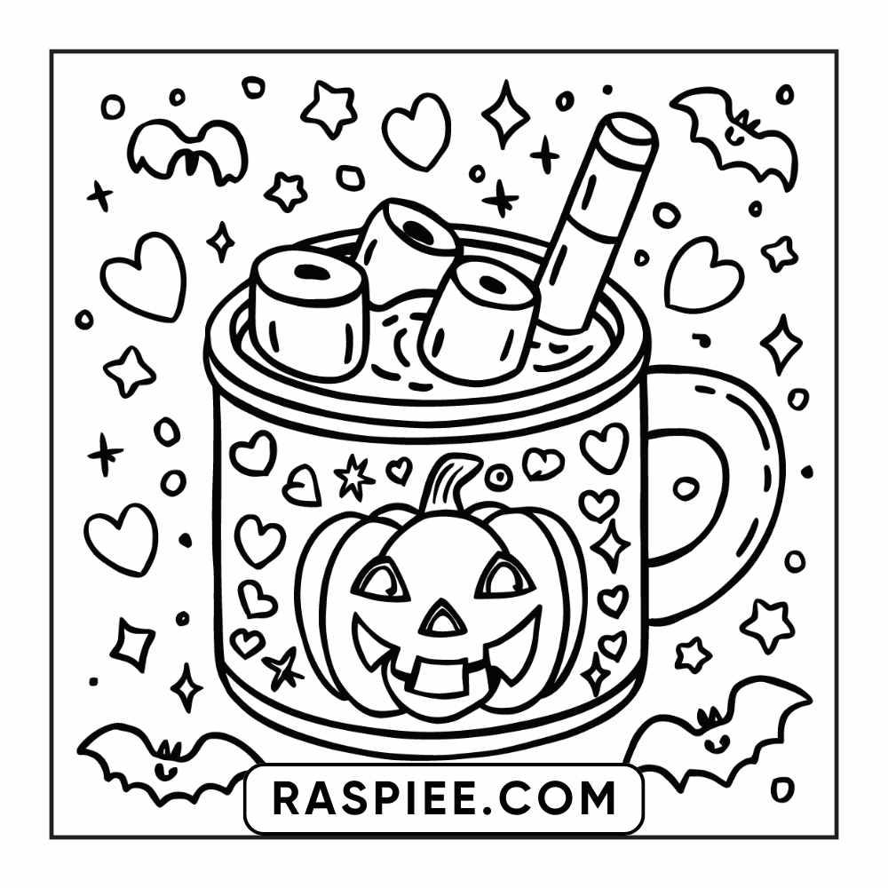 84 Cozy Halloween Bold & Easy Coloring Pages Printable PDF Instant Download - RASPIEE