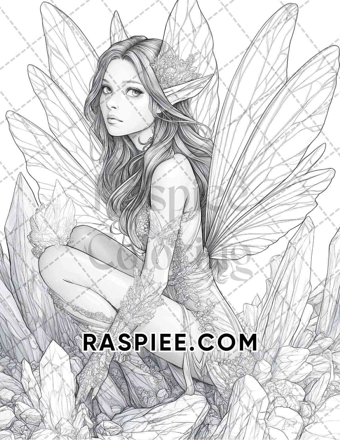 Fairy Beauties Portrait Adult Coloring Pages Printable PDF Instant Download