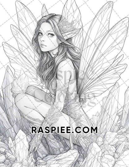 Fairy Beauties Portrait Adult Coloring Pages Printable PDF Instant Download