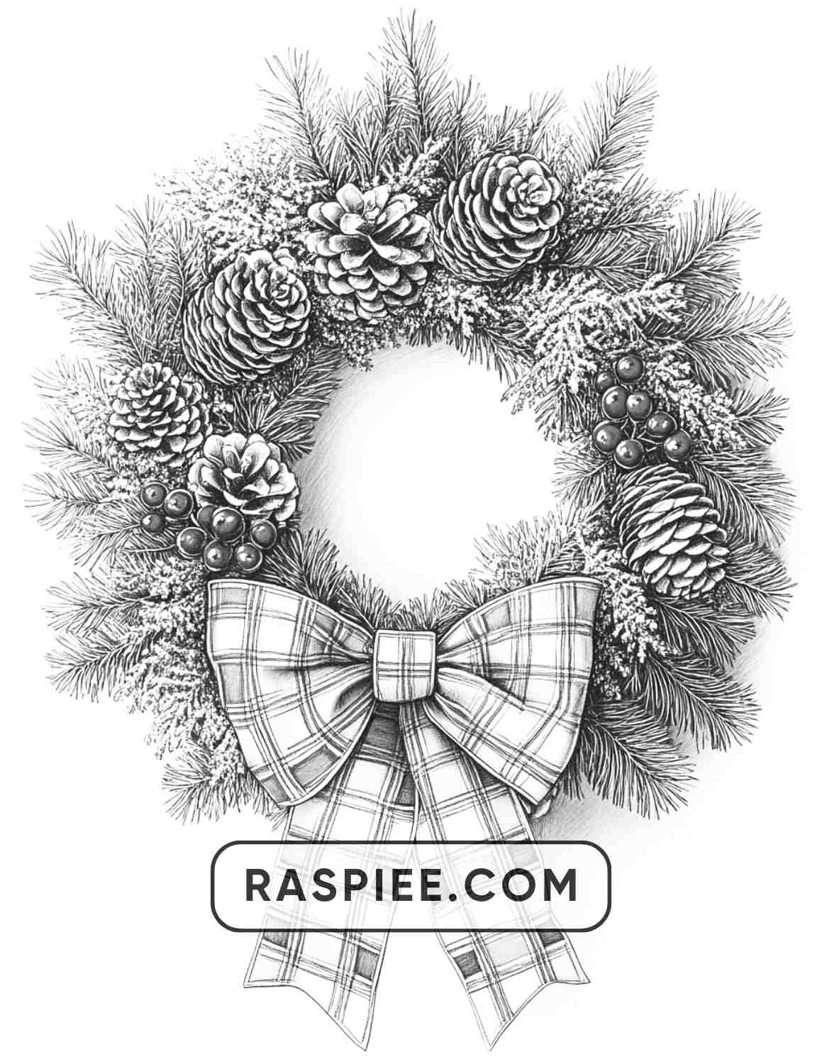 72 Christmas Wreaths Adult Coloring Pages - RASPIEE