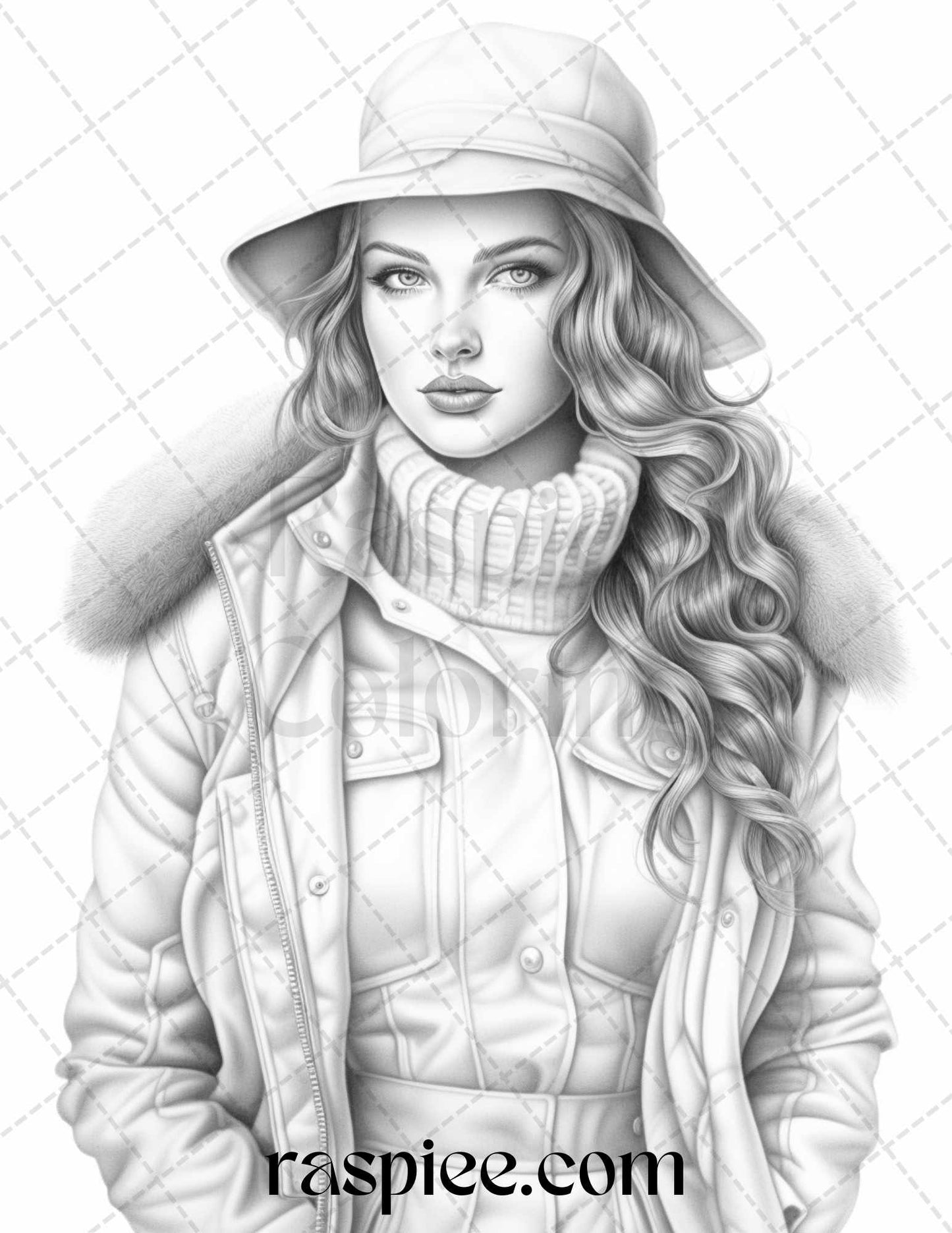 Winter Fashion Coloring Page, Adult Coloring Book Illustration, Holiday Stress Relief Coloring, DIY Coloring Activity, Creative Coloring Page, High-Quality Coloring Printable, Fashionable Coloring Sheet