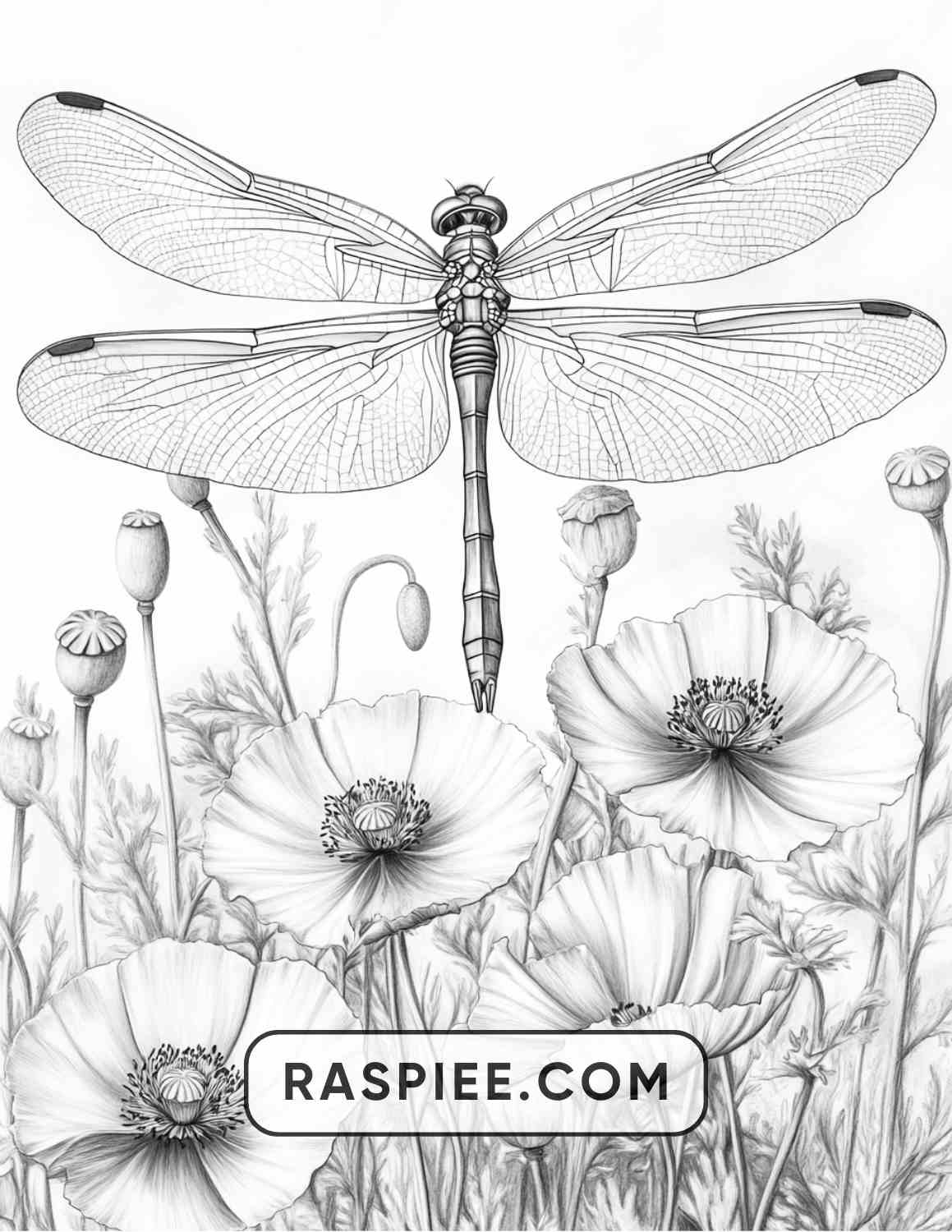 Insects and Flowers Adult Coloring Pages - RASPIEE