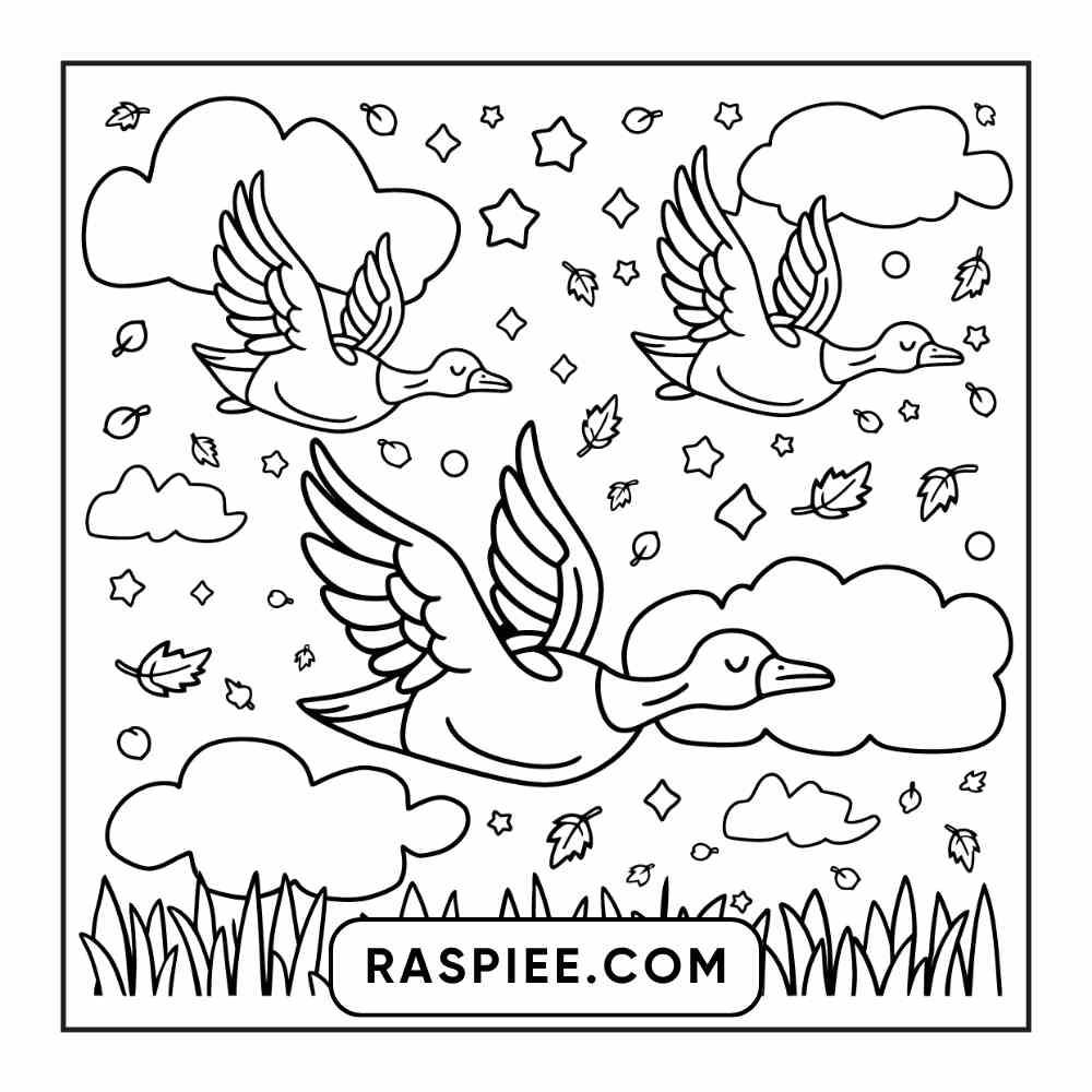 114 Cozy Autumn Bold & Easy Coloring Pages PDF Printable Instant Download - RASPIEE