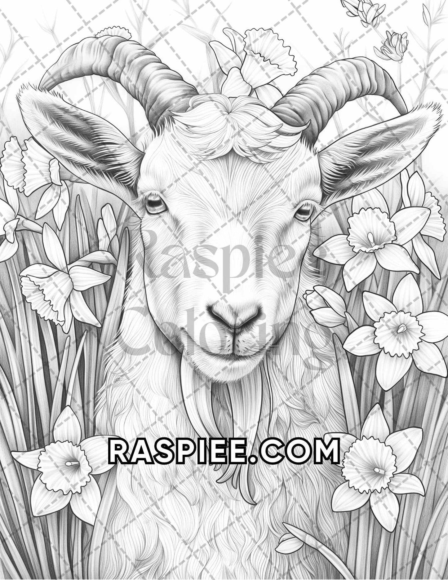 75 Animals in Flowers Grayscale Adult Coloring Pages Printable PDF Instant Download - RASPIEE