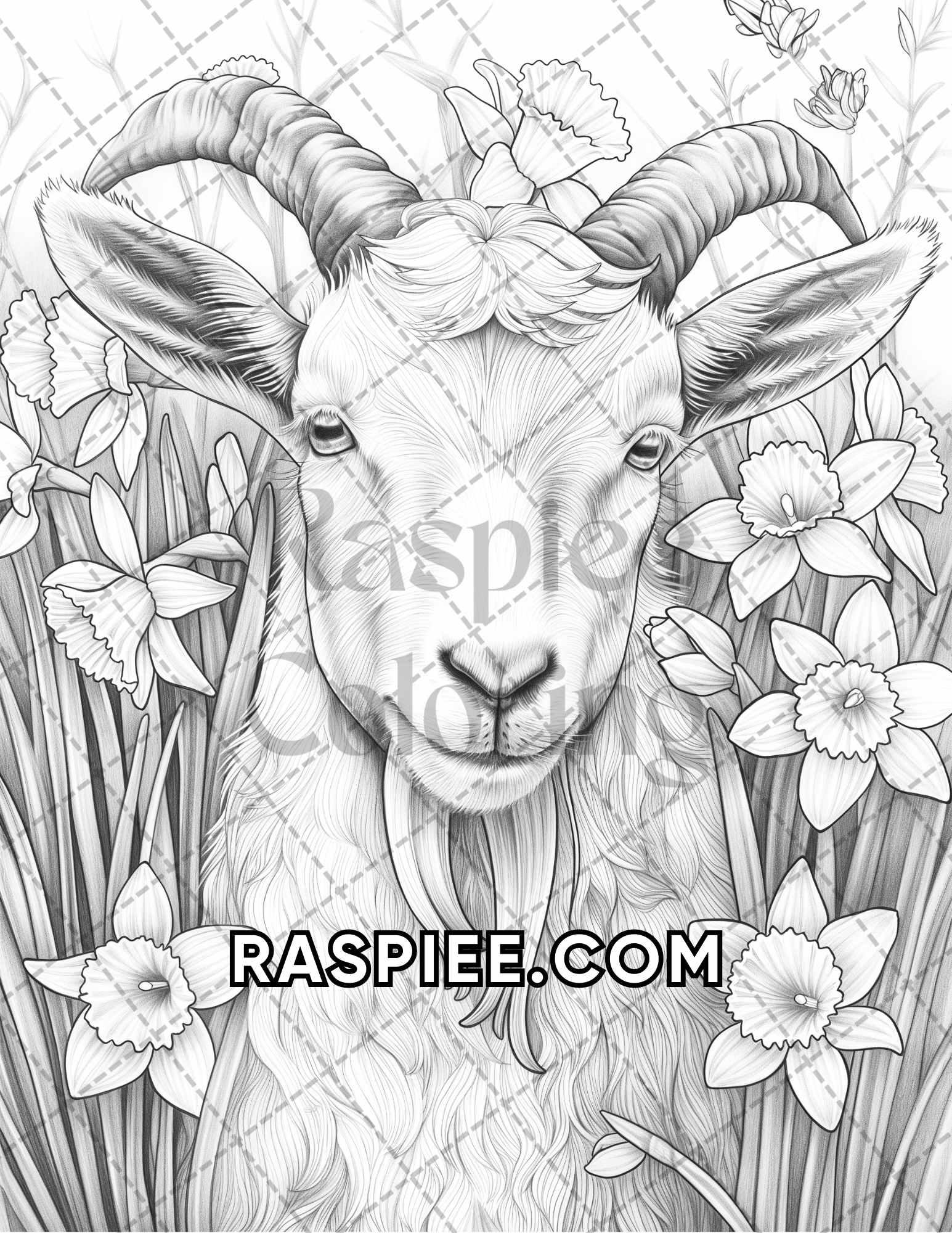 75 Animals in Flowers Grayscale Adult Coloring Pages Printable PDF Instant Download - RASPIEE