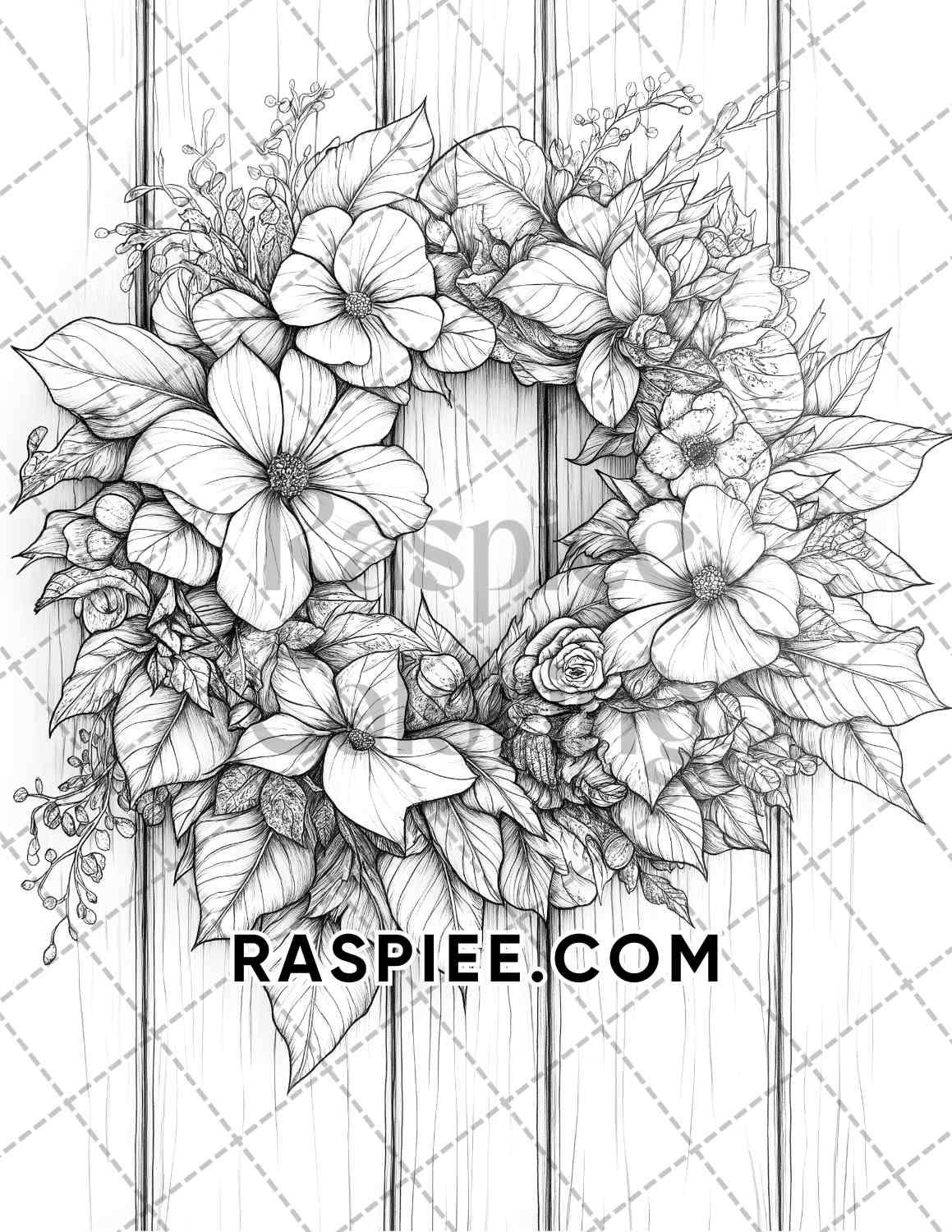 Fall Flowers Adult Coloring Pages Printable PDF Instant Download - RASPIEE