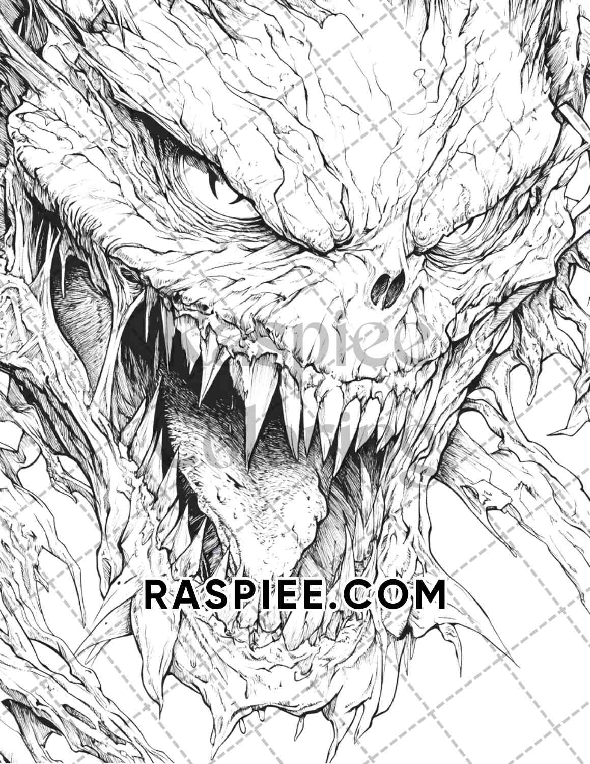 Nightmarish Creatures Halloween Adult Coloring Pages Printable PDF Instant Download