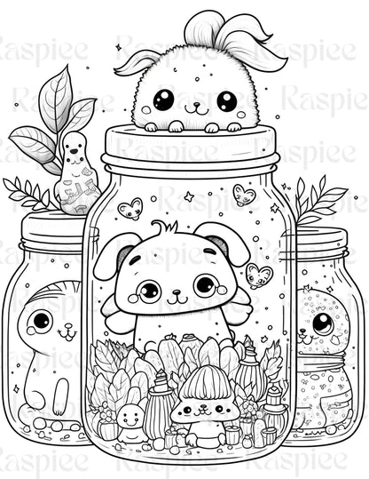 100 pages à colorier animaux en pot, pages à colorier imprimables pour enfants et adultes, fichier PDF imprimable Téléchargement immédiat