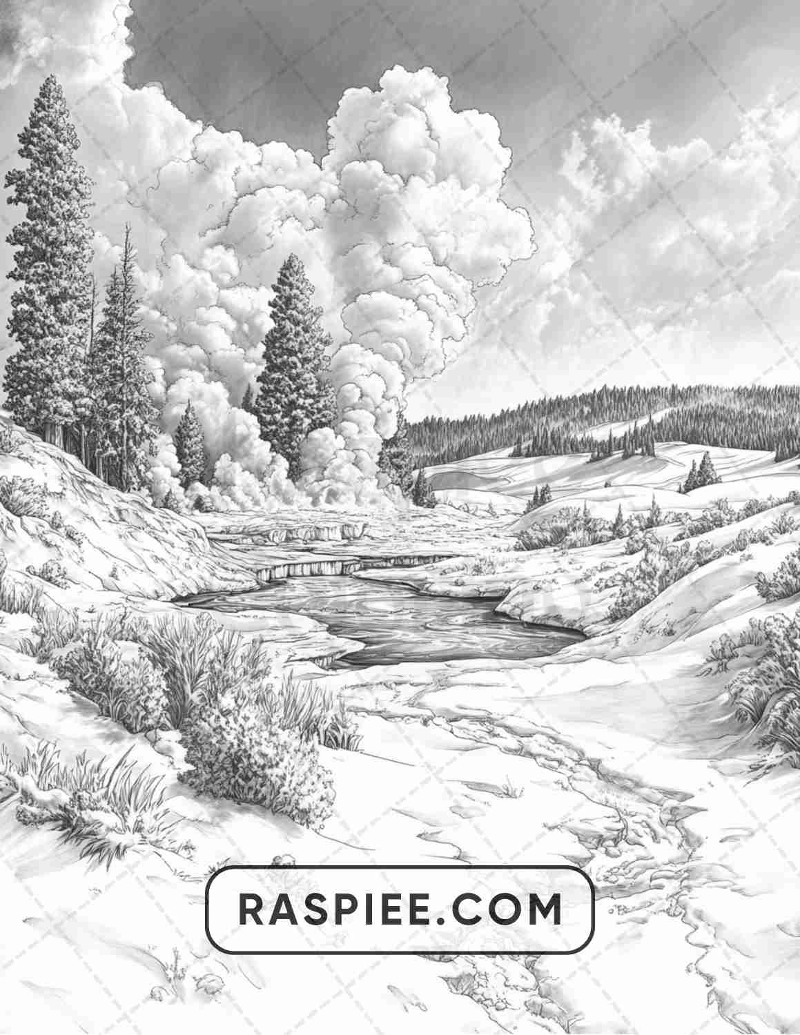 82 Winter Landscapes Adult Coloring Pages - RASPIEE