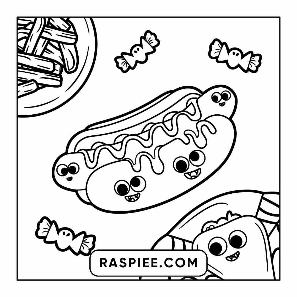 100 Bold Easy Spooky Food & Drinks Coloring Pages Printable PDF Instant Download - RASPIEE