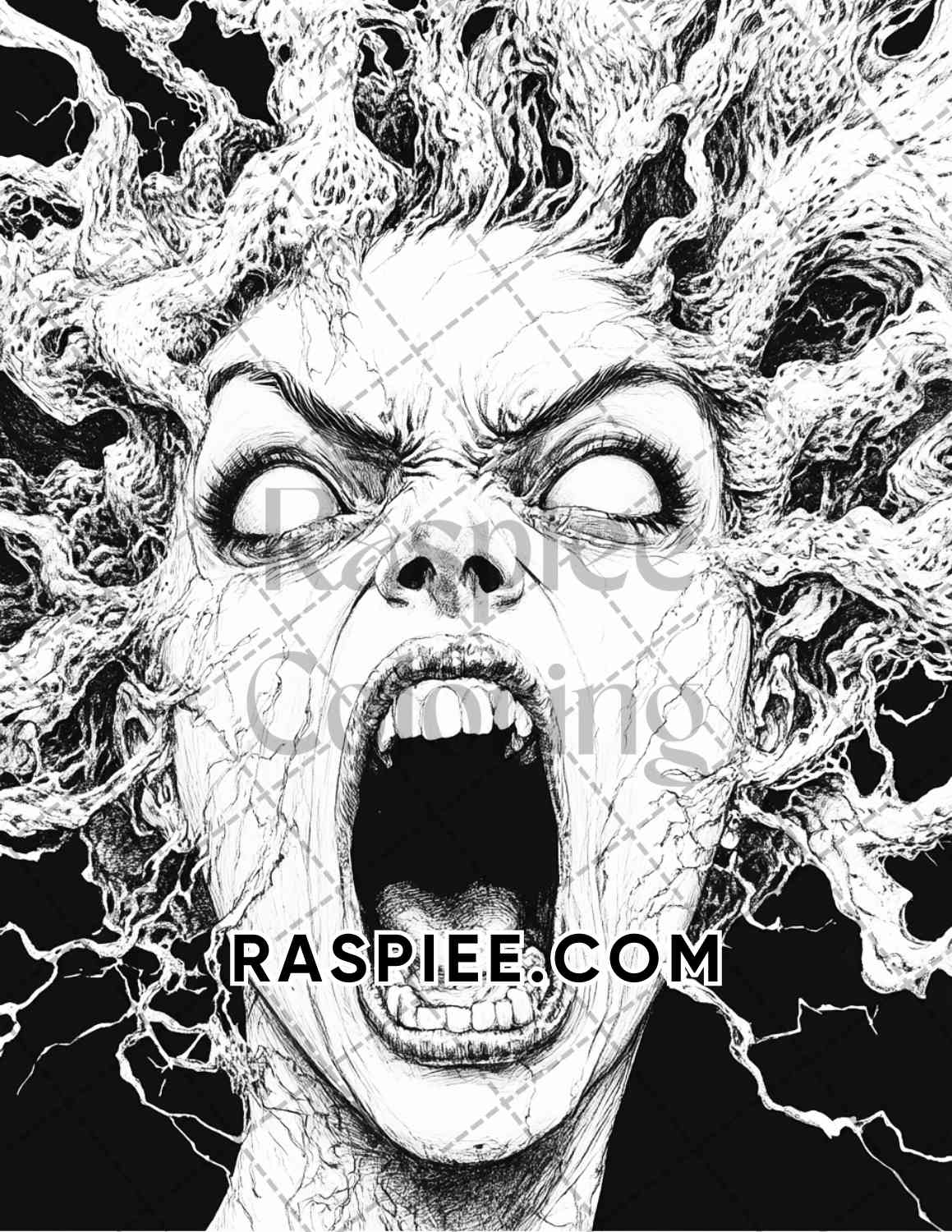 Horror Demons Halloween Adult Coloring Pages Printable PDF Instant Download