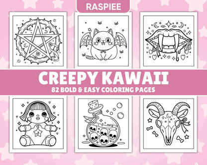 82 Bold and Easy Creepy Kawaii Coloring Pages - RASPIEE