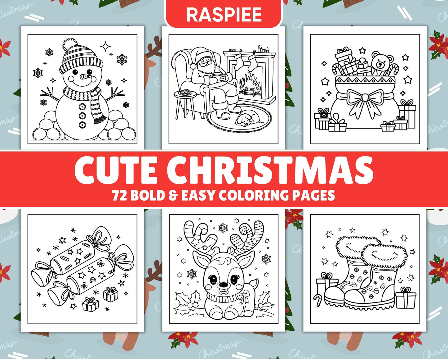 72 Bold and Easy Cute Christmas Coloring Pages - RASPIEE