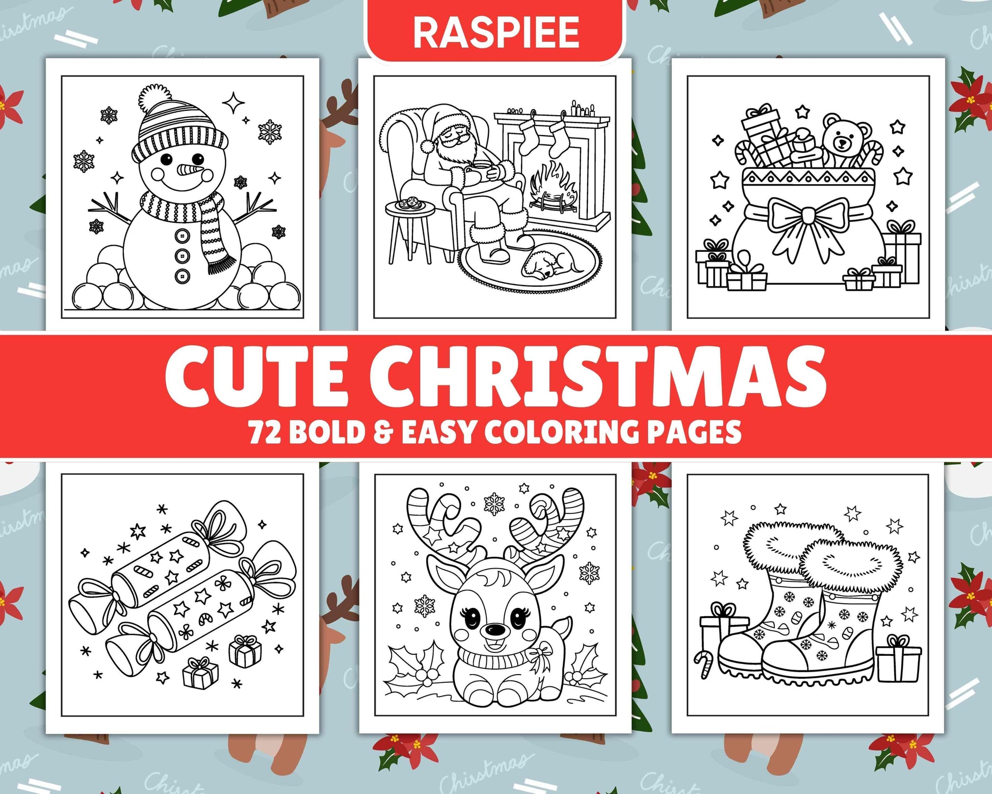 72 Bold and Easy Cute Christmas Coloring Pages - RASPIEE