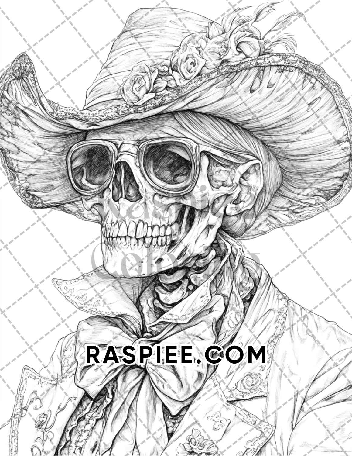 Victorian Zombies Halloween Adult Coloring Pages Printable PDF