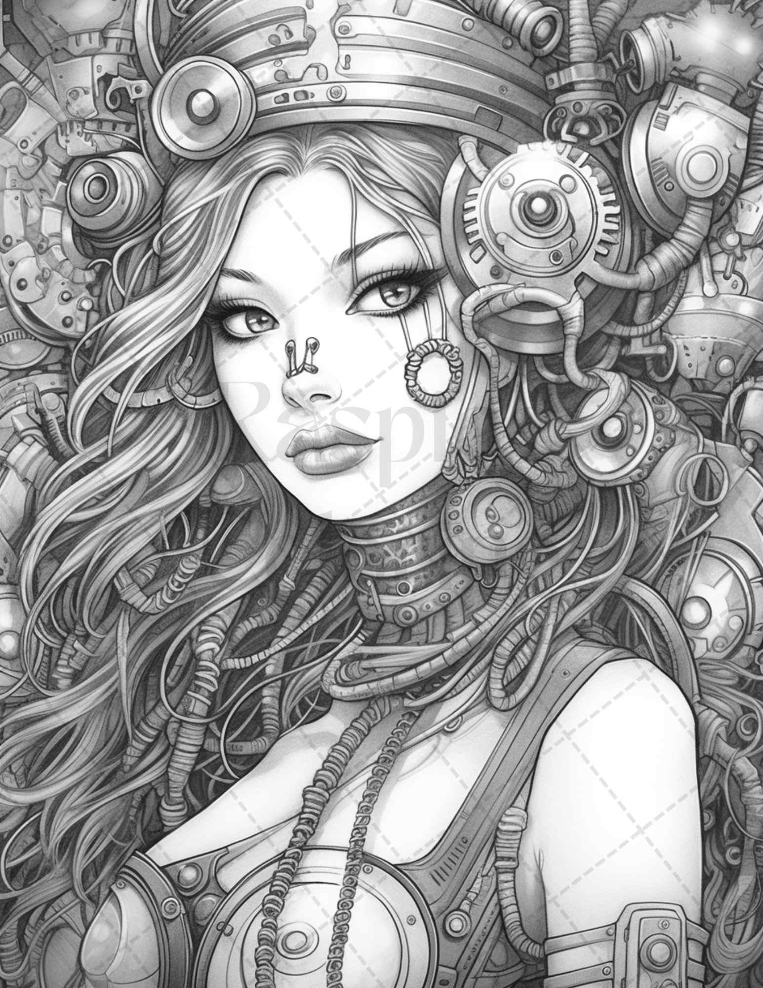 70 Steampunk Girls Coloring Book Adults Kids Coloring Pages