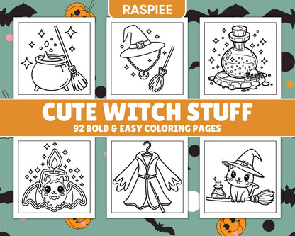 92 Bold and Easy Cute Witch Stuff Coloring Pages - RASPIEE