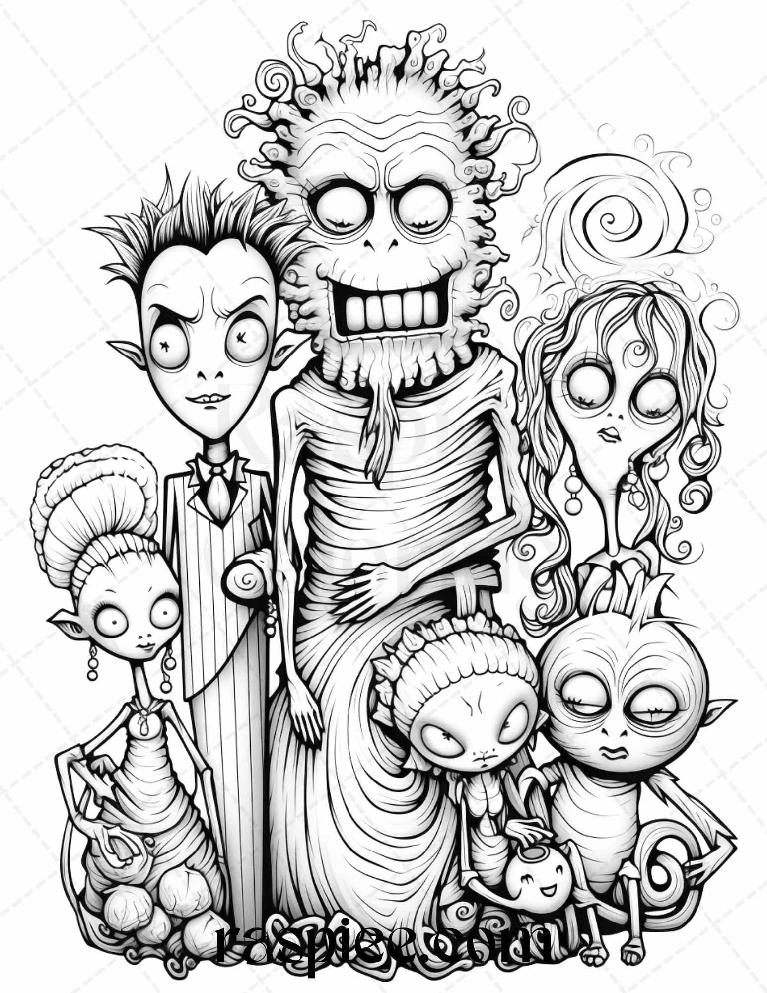 halloween coloring pages monsters 50 Monster Family Grayscale Coloring Pages Printable for Adults