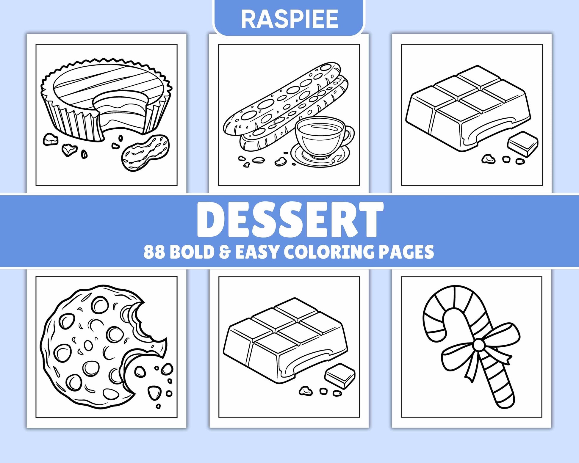 88 Bold and Easy Dessert Coloring Pages - RASPIEE