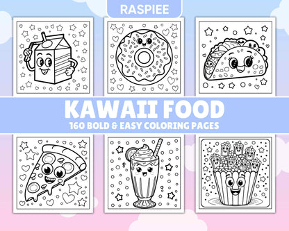 160 Bold and Easy Kawaii Food Coloring Pages - RASPIEE