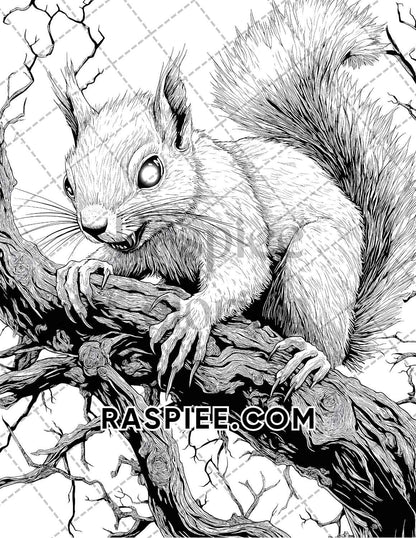 Horror Animals Halloween Adult Coloring Pages Printable PDF Instant Download