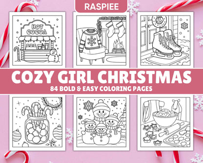 84 Bold and Easy Cozy Girl Christmas Coloring Pages - RASPIEE