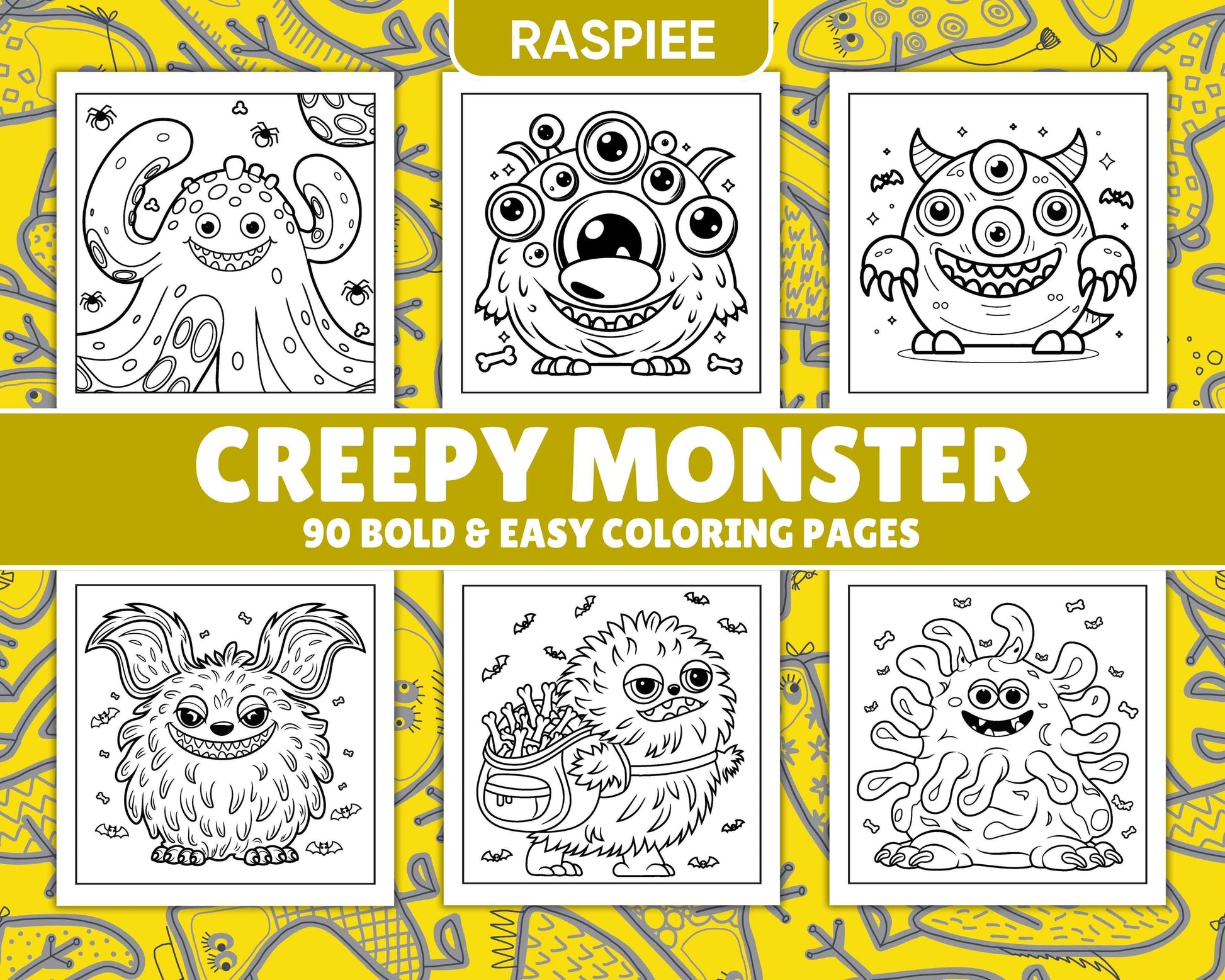 adorable creepy monsters coloring book 90 Bold and Easy Creepy Monster Coloring Pages for Kids & Adults – RASPIEE