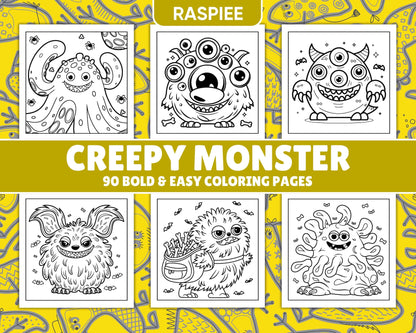 90 Bold and Easy Creepy Monster Coloring Pages - RASPIEE