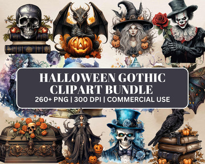 Halloween Gothic Clipart, Watercolor Halloween Illustrations, Creepy Halloween Graphics, Spooky Digital Art, Gothic Halloween Decorations, Horror Illustration Bundle, Halloween DIY Craft Supplies, Witchy and Dark Art