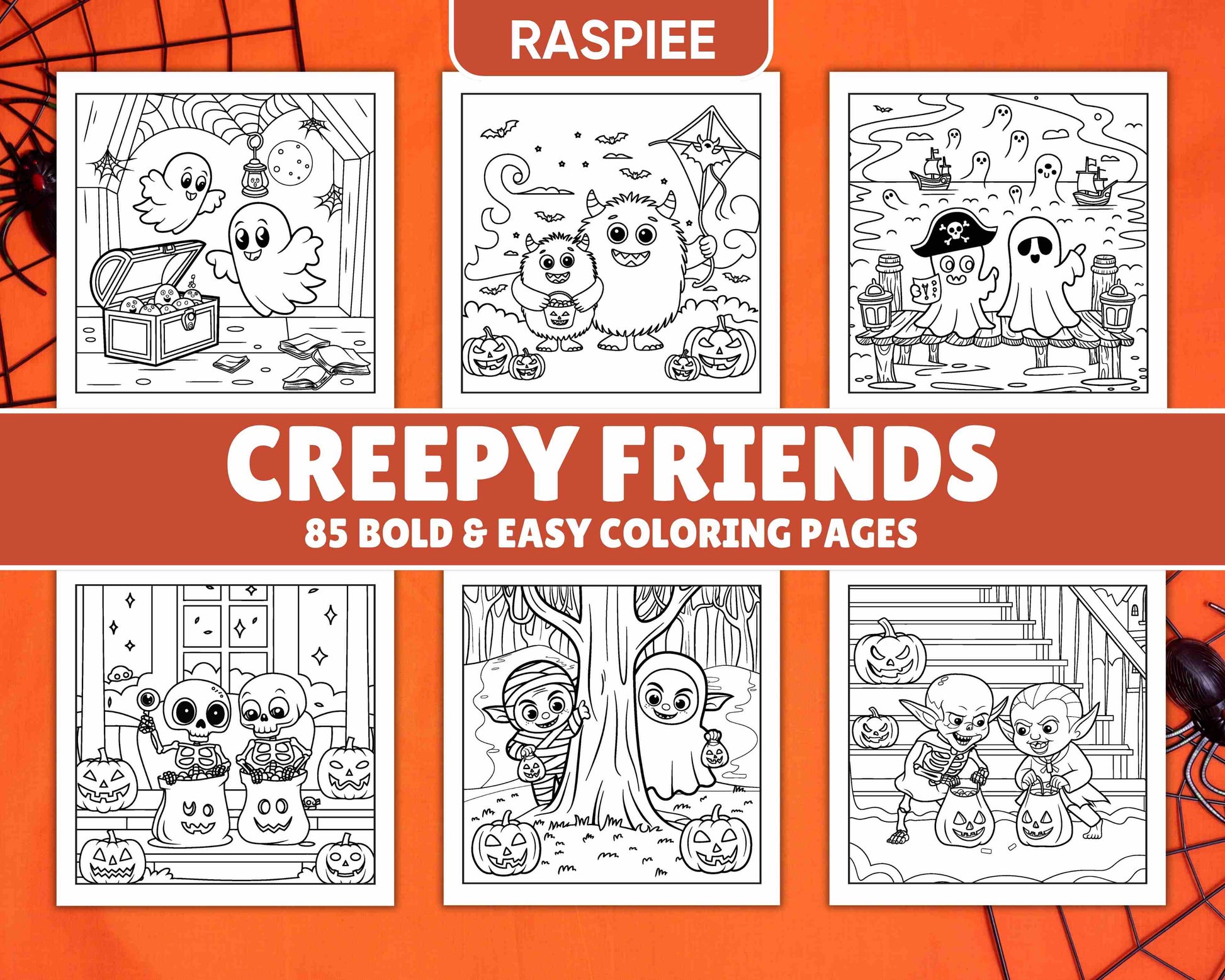 85 Bold and Easy Creepy Friends Halloween Coloring Pages - RASPIEE