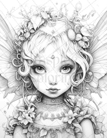 45 Adorable Chibi Fairy Grayscale Coloring Pages Printable for Adults ...
