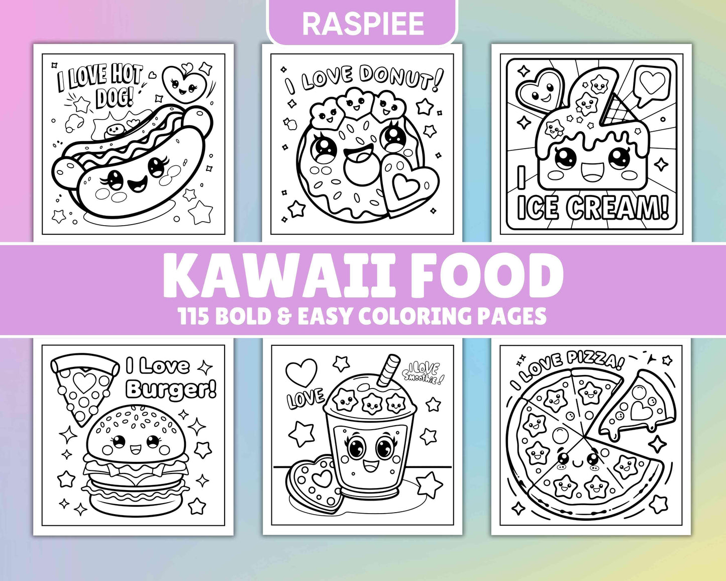 115 Bold and Easy Kawaii Food Coloring Pages - RASPIEE