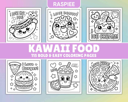 115 Bold and Easy Kawaii Food Coloring Pages - RASPIEE