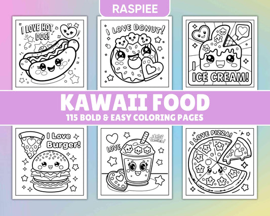 115 Bold and Easy Kawaii Food Coloring Pages - RASPIEE