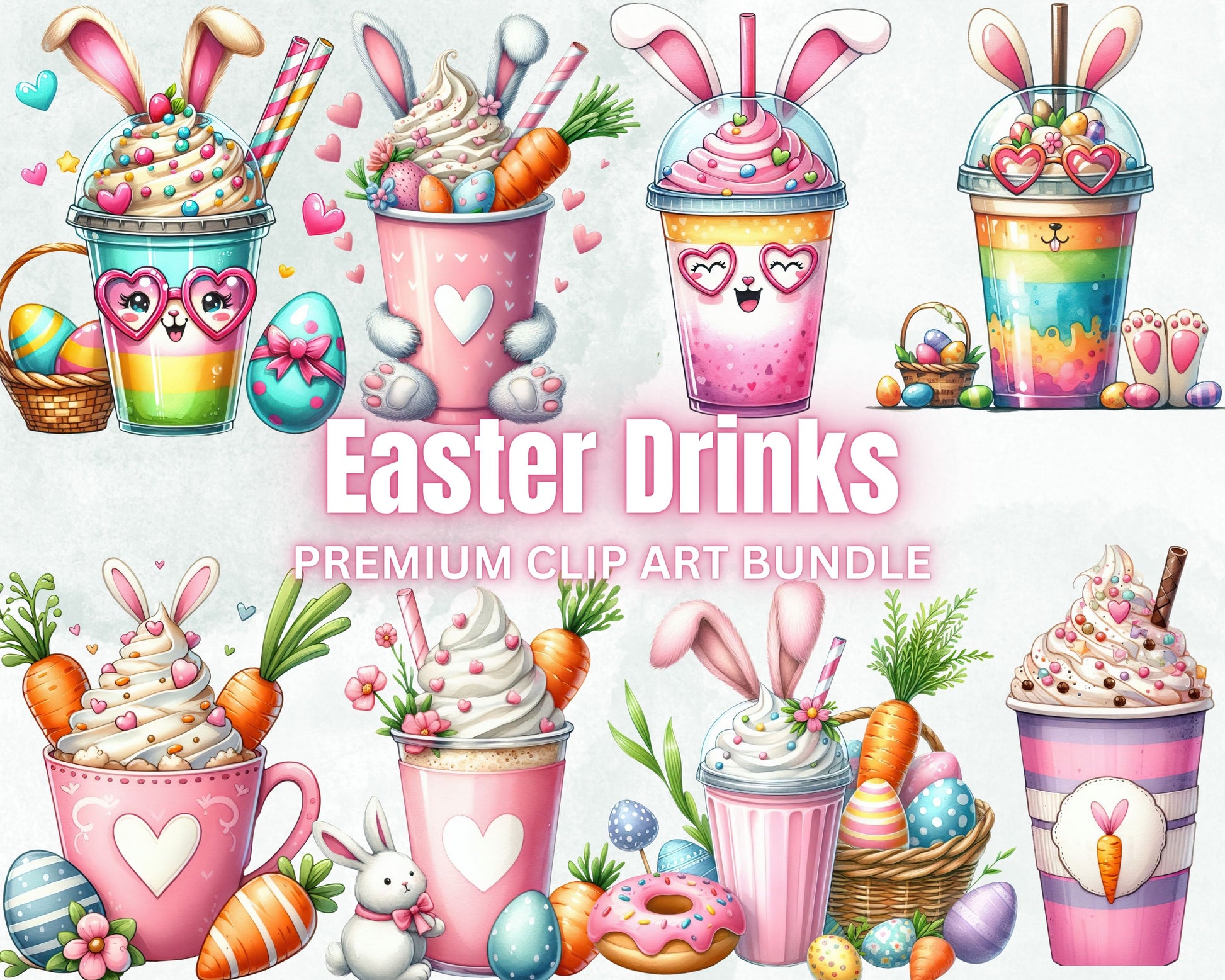 Adorable Easter Drinks Sublimation Clipart Bundle