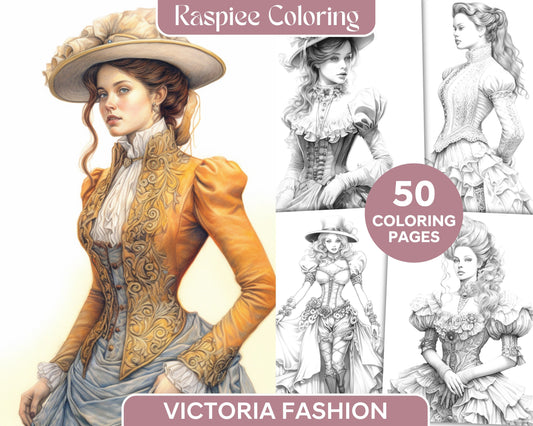 Victorian Ladies Coloring Book: Fashion Victorian Coloring Book Grayscale  For Adults Relaxation