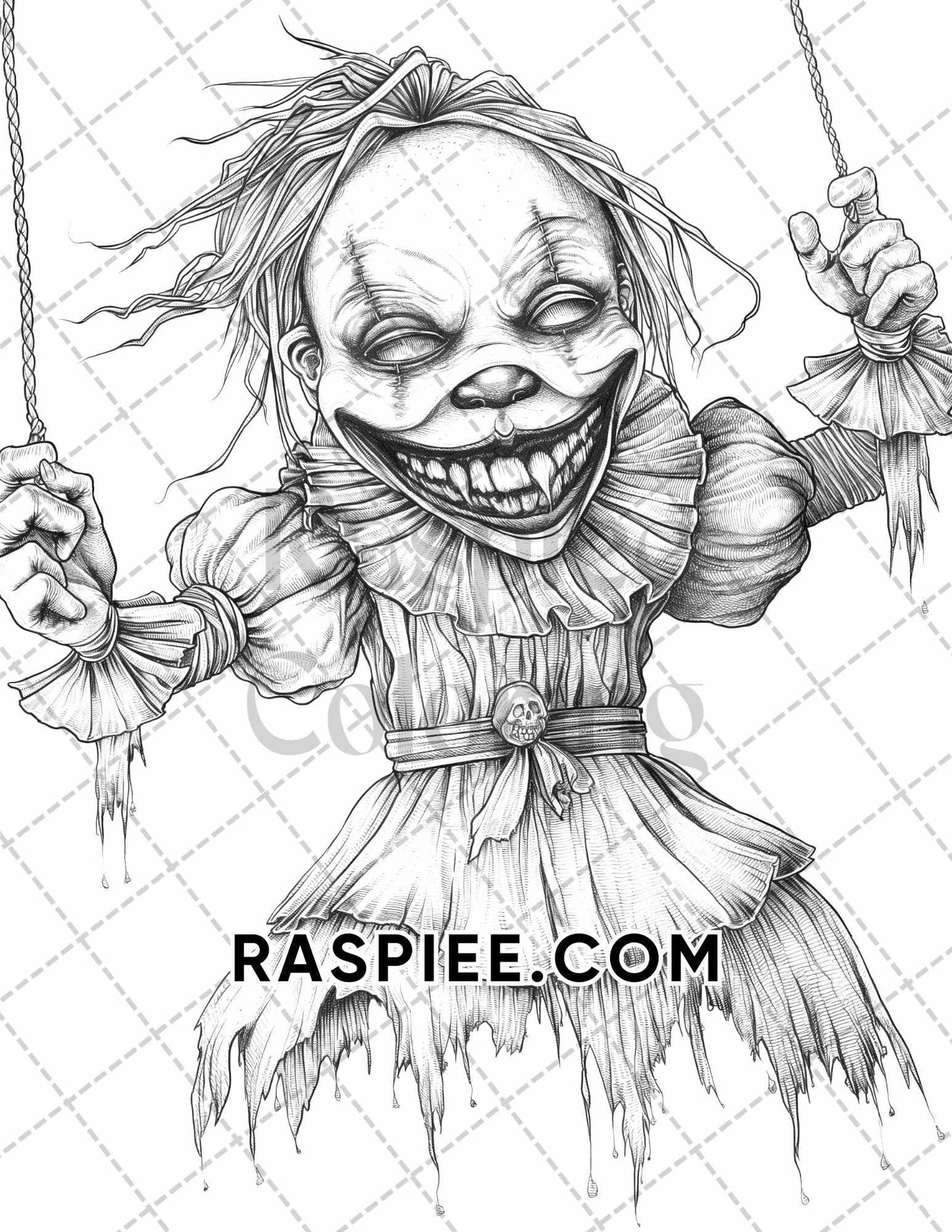 50 Spooky Monsters Halloween Adult Coloring Pages Printable PDF Instant Download