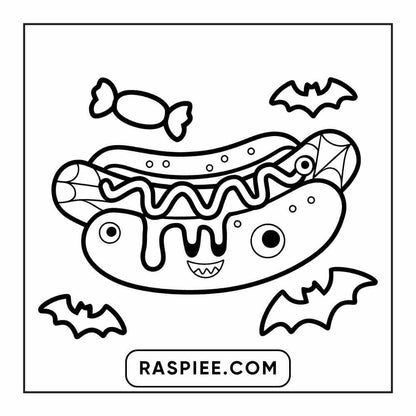 100 Bold Easy Spooky Food & Drinks Coloring Pages Printable PDF Instant Download - RASPIEE