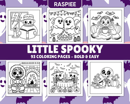 93 Bold and Easy Little Spooky Coloring Pages Printable PDF Instant Download - RASPIEE