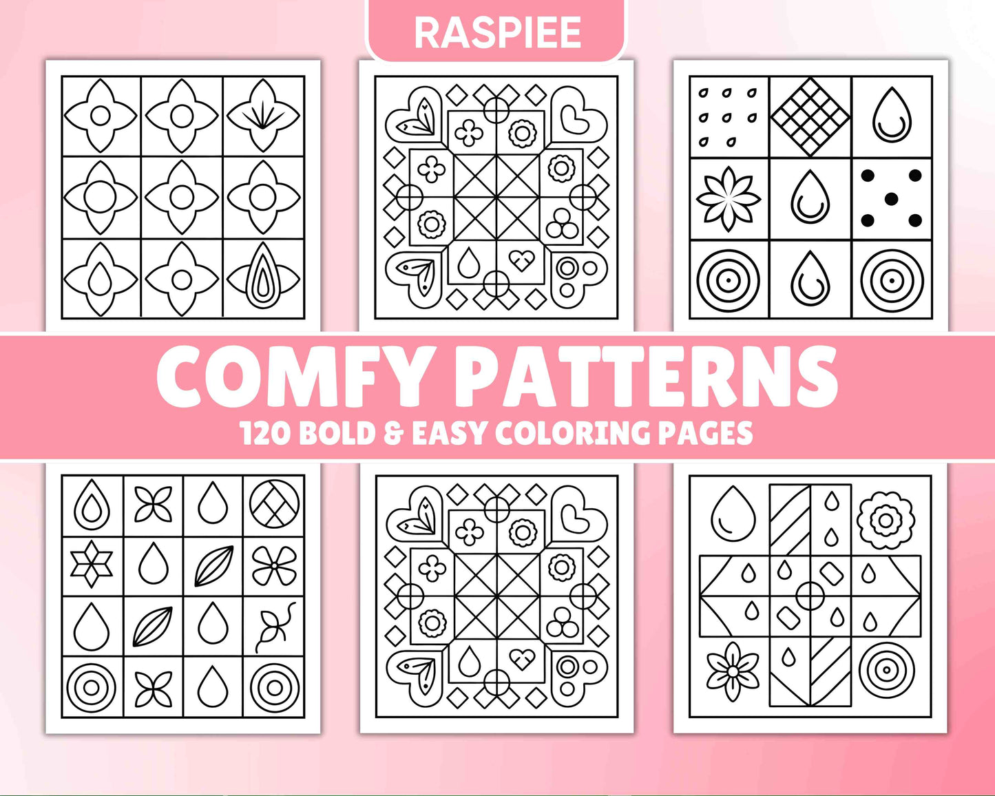 120 Bold and Easy Comfy Patterns Coloring Pages - RASPIEE