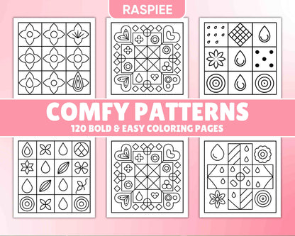 120 Bold and Easy Comfy Patterns Coloring Pages - RASPIEE