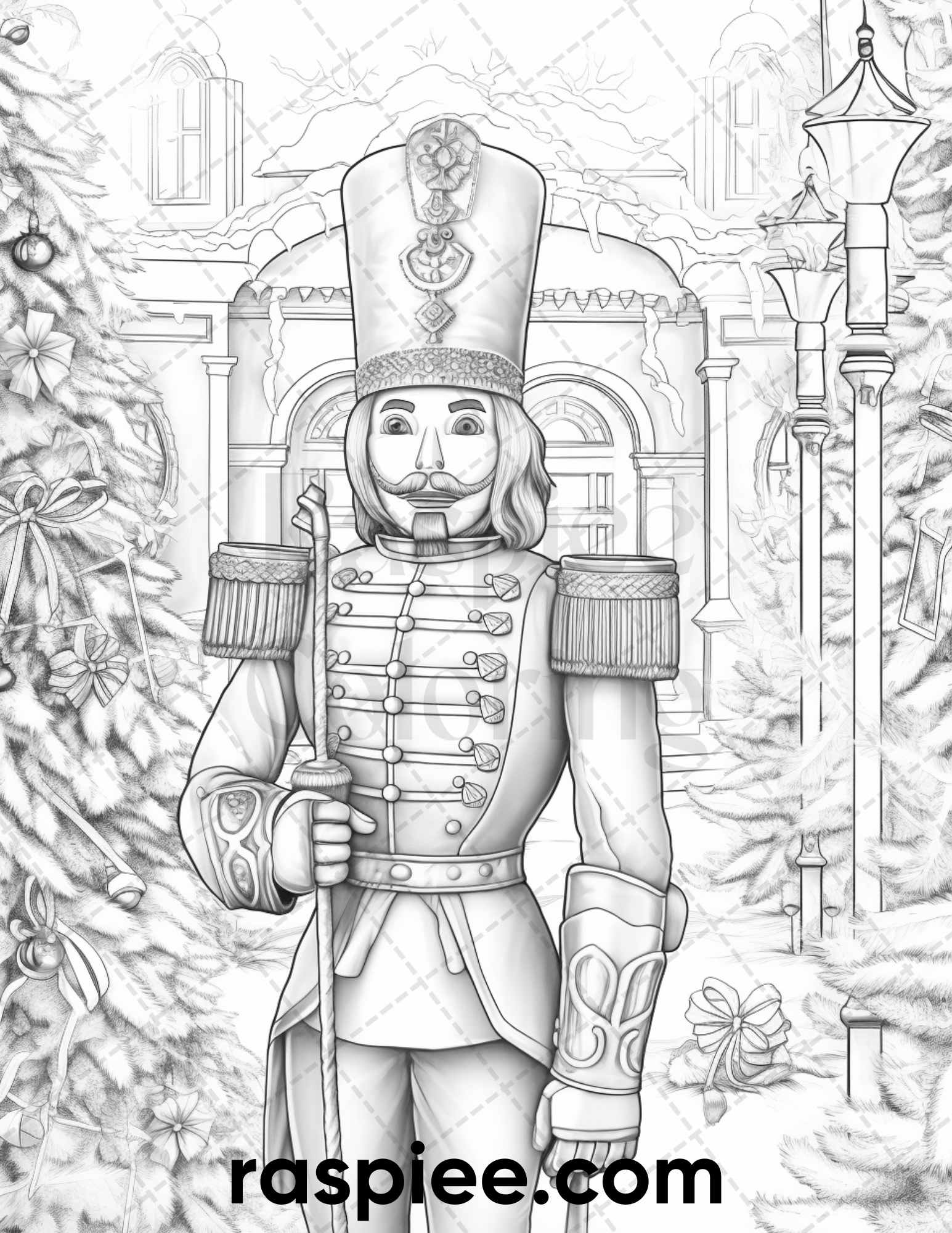 Christmas Nutcracker Coloring Page, Grayscale Adult Coloring Illustration, Holiday Stress-Relief Craft, Detailed Christmas Drawing, Seasonal Coloring Book, Winter Relaxation Activity, High-Quality Xmas Coloring, Christmas Coloring Pages, Xmas Coloring Pages, Christmas Coloring Sheets, Winter Coloring Pages, Holiday Coloing Pages