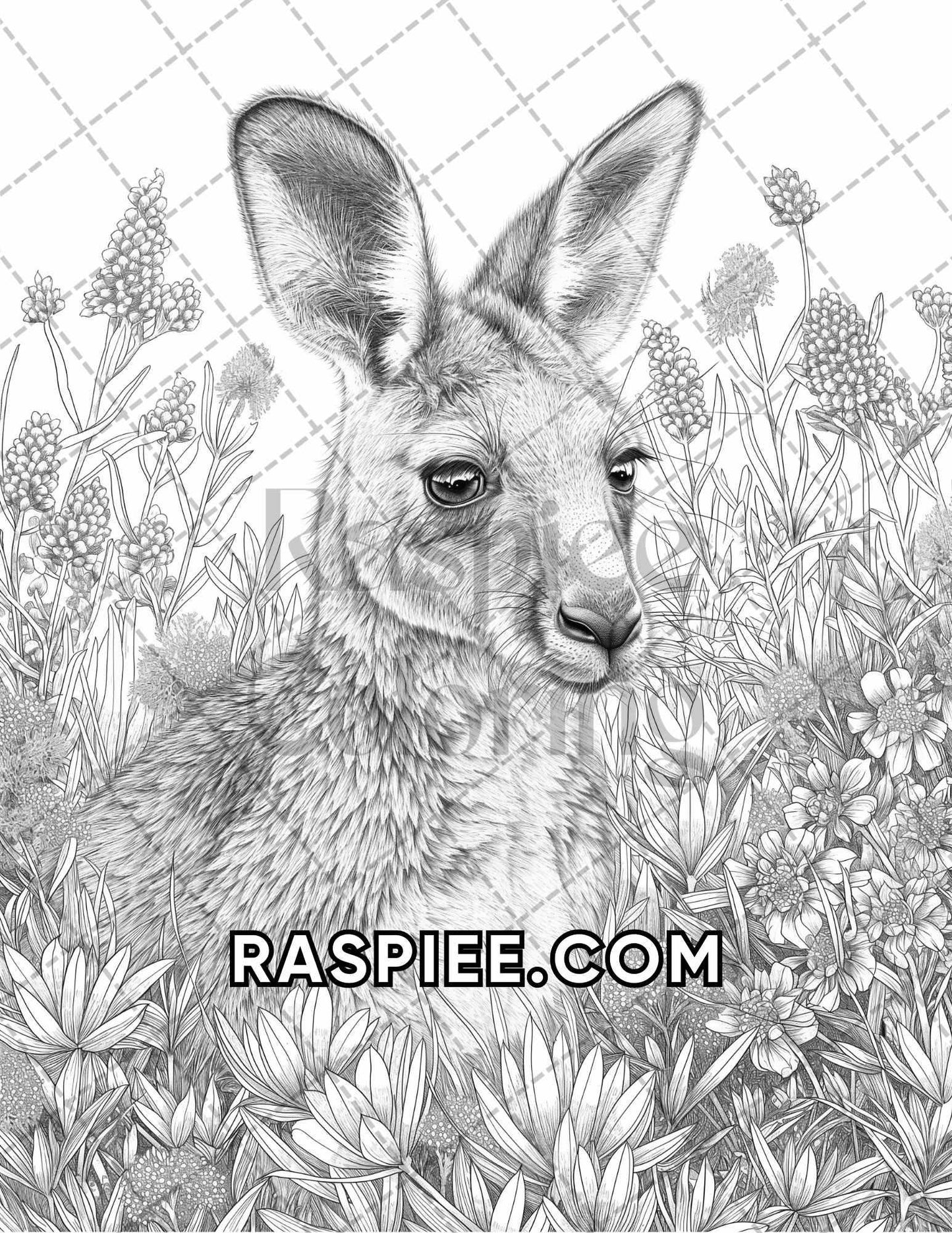 75 Animals in Flowers Grayscale Adult Coloring Pages Printable PDF Instant Download - RASPIEE