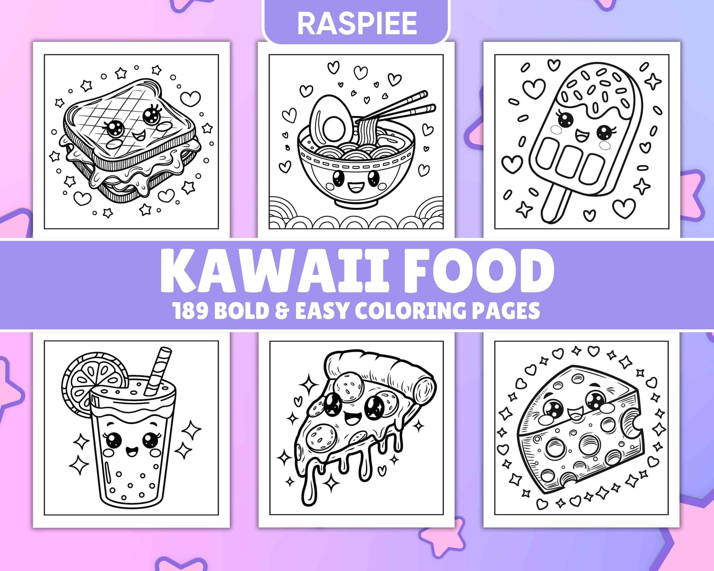 189 Bold and Easy Kawaii Food Coloring Pages - RASPIEE