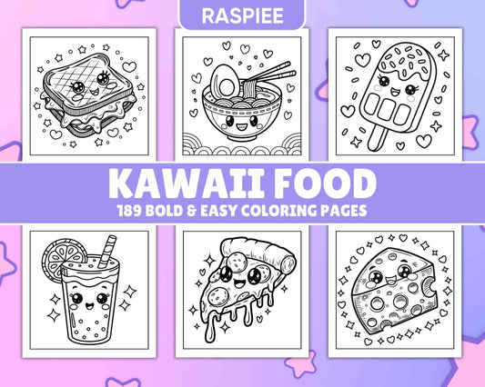 189 Bold and Easy Kawaii Food Coloring Pages - RASPIEE