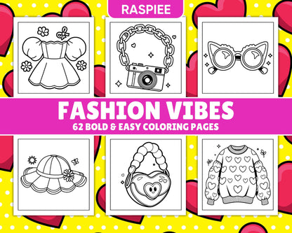 62 Bold and Easy Fashion Vibes Coloring Pages Printable PDF Instant Download