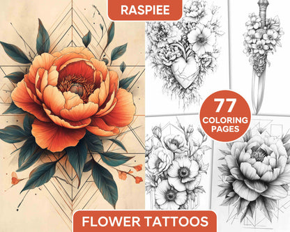 77 Flower Tattoos Adult Coloring Pages - RASPIEE