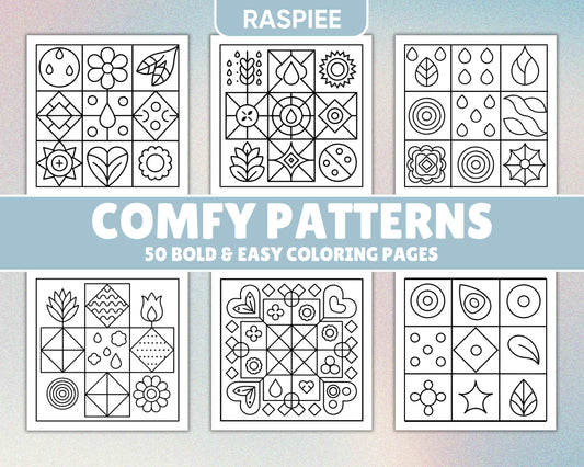 50 Bold and Easy Comfy Patterns Coloring Pages - RASPIEE